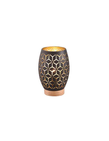 TRIO- Bidar lampe de table en métal et bois naturel - 1xE27, 28 W max