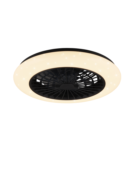 Plafonnier ventilateur STRALSUND LED noir mat effet étoiles