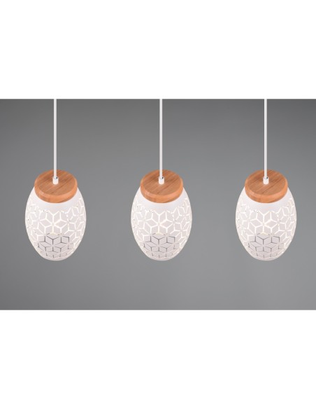 TRIO- Suspension BIDAR blanc mat  avec 3 ampoules E27 et un indice de protection IP20