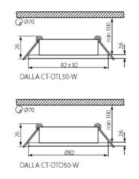 Support spot Led encastrable orientable  rond noir Dalla - Kanlux Leluminaireled.com