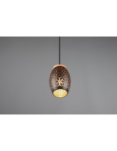 TRIO-  Suspension Bidar couleur noir et or ,métal et bois , E27 , 28 w max