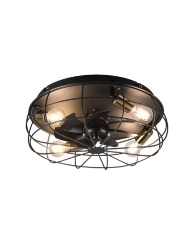 Plafonnier ventilateur Trondheim noir mat Ø49 cm design moderne Trio