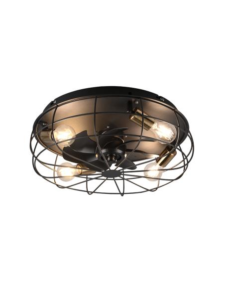 Plafonnier ventilateur Trondheim noir mat Ø49 cm design moderne Trio