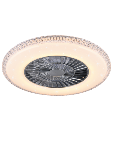 Plafonnier ventilateur HARSTAD LED blanc effet ciel étoilé 60 cm
