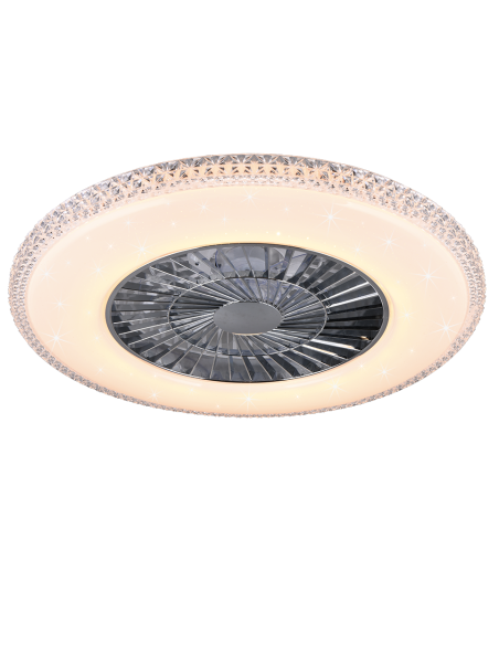 Plafonnier ventilateur HARSTAD LED blanc effet ciel étoilé 60 cm
