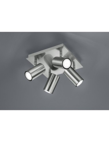 Trio – Marley – Plafonnier LED carré moderne, finition nickel mat, idéal salon ou couloir