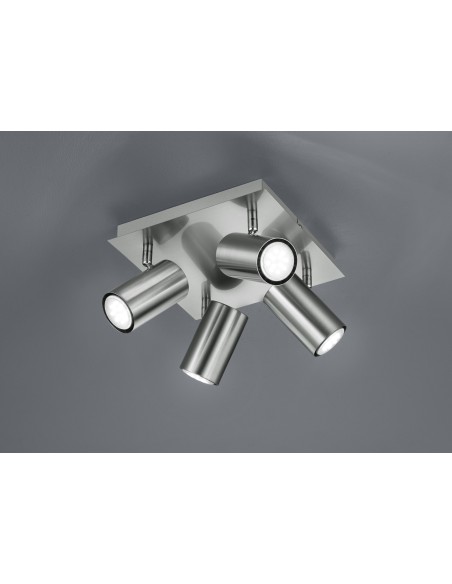 Trio – Marley – Plafonnier LED carré moderne, finition nickel mat, idéal salon ou couloir