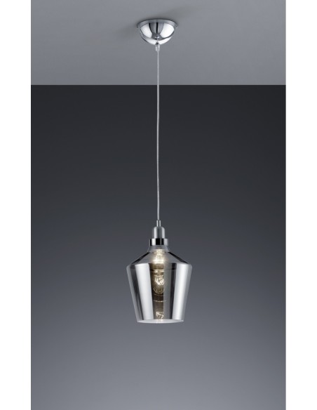 Trio – Calais – Suspension design verre fumé, 20 cm de diamètre, éclairage ciblé