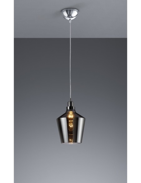 Trio – Calais – Luminaire suspendu élégant, verre fumé, longueur max 130 cm, style moderne
