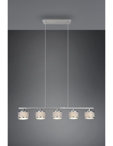 Trio – Kaprun – Luminaire suspendu élégant, gris et chrome, pour salle à manger