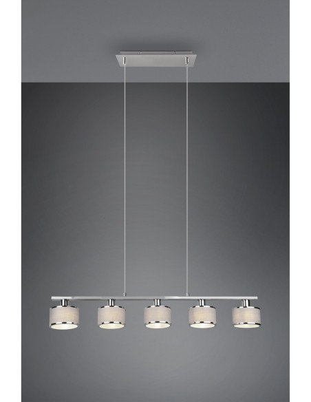 Trio – Kaprun – Luminaire suspendu élégant, gris et chrome, pour salle à manger