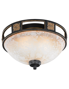 Trio – Quinta – Plafonnier rustique 2xE27, verre albâtre, cadre rouille