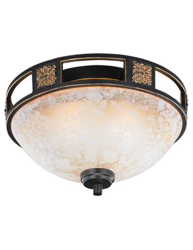 Trio – Quinta – Plafonnier rustique 2xE27, verre albâtre, cadre rouille