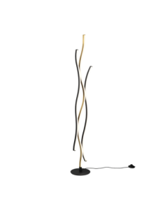 Trio – Blaze – Lampadaire LED laiton/noir, 28W, 3250lm, dimmable, 3 températures, mémoire intégrée