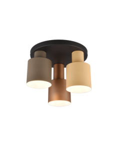 Trio – Agudo – Plafonnier 3xE27, max. 40W, abat-jour multicouleur, noir mat, design élégant et minimaliste