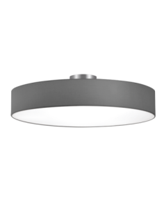 Trio – Hotel – Plafonnier 5xE27, max. 60W, abat-jour gris en tissu, nickel mat, lumière douce et ambiance chaleureuse