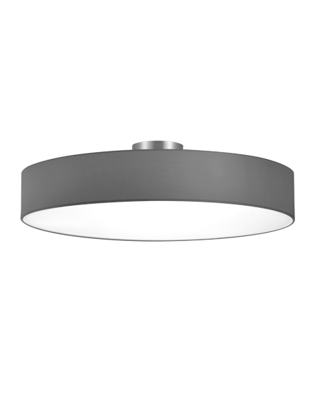 Trio – Hotel – Plafonnier 5xE27, max. 60W, abat-jour gris en tissu, nickel mat, lumière douce et ambiance chaleureuse