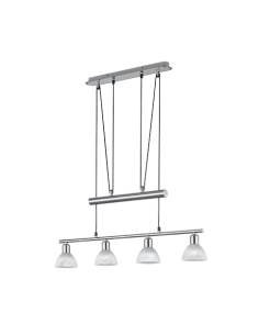 Trio – Levisto – Suspension LED avec 4x E14, 4,9W, Verre Albâtre et Corps Nickel Mat