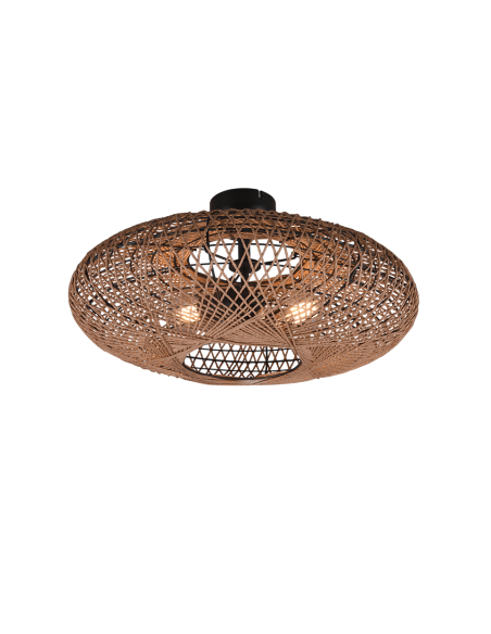 Trio – Hedda – Plafonnier 2xE27, max. 40W, Ø52 cm, sisal naturel et métal noir mat