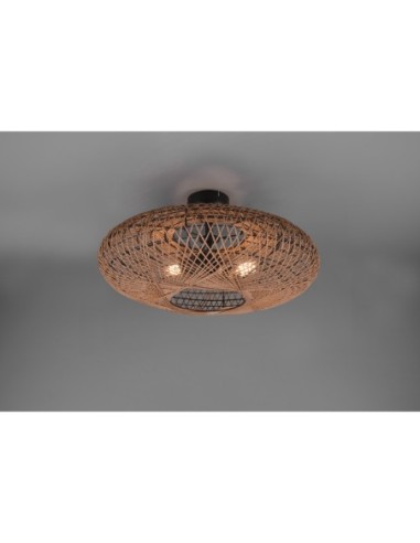 Trio – Hedda – Luminaire décoratif en sisal naturel avec motif ombré, métal noir mat