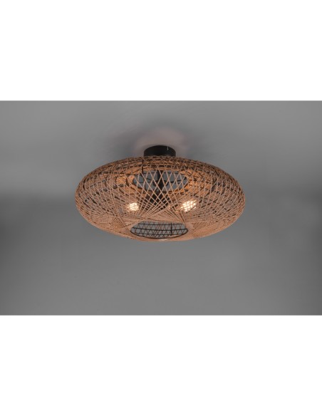 Trio – Hedda – Luminaire décoratif en sisal naturel avec motif ombré, métal noir mat