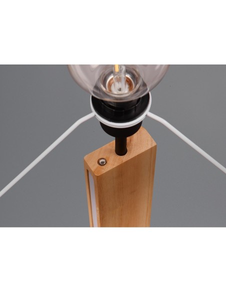 Lampadaire 1xE27, max. 40W, LED SMD 10W, 1200lm, 3000K, bois et tissu noir – Trio – Rahul