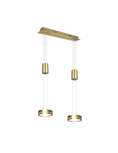 Trio – Franklin – Suspension LED 9W, 2x 1050lm, 3000K, hauteur réglable, laiton mat