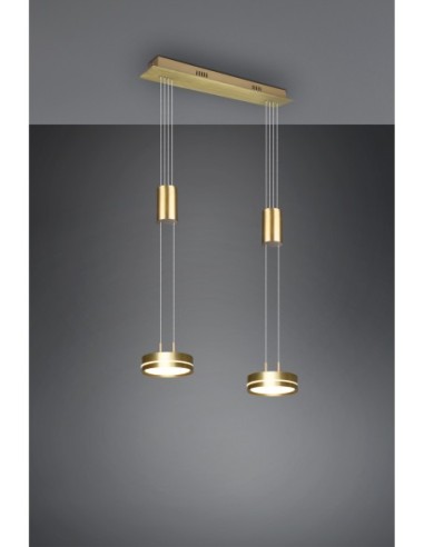 Trio – Franklin – Luminaire suspendu moderne avec variateur, 2 sources lumineuses, design laiton mat