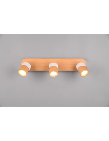 Trio – Aruni – Spot LED avec accents bois naturel, 3xGU10, design épuré pour intérieur moderne