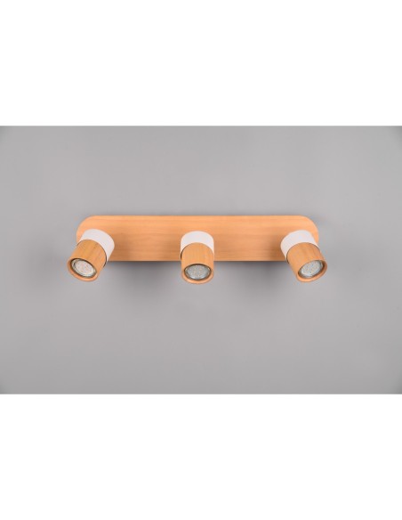 Spot 3xGU10, max. 10W, Bois Naturel, L 48 cm – Trio – Aruni