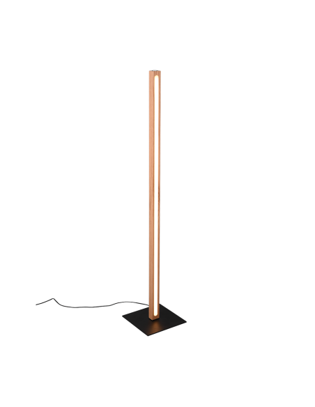 Trio – Bellari – Lampadaire LED 20W, bois clair et métal noir mat, design moderne