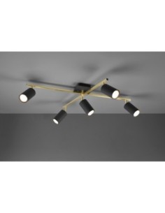 Trio – Marley – Plafonnier LED 5xGU10, Noir et Or, spots orientables 2