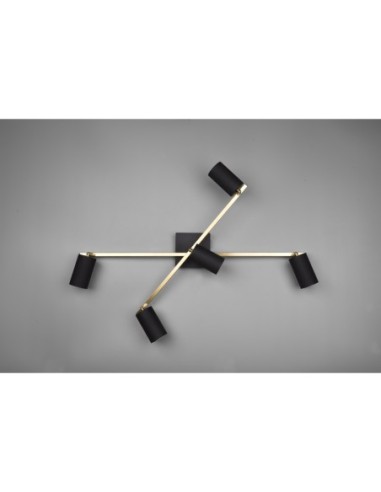 Plafonnier LED, 5xGU10, max. 35W, Noir et Or – Trio – Marley intérieur | Trio