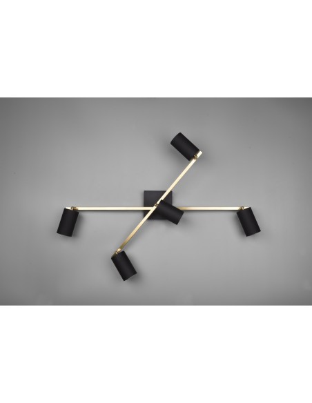 Plafonnier LED, 5xGU10, max. 35W, Noir et Or – Trio – Marley