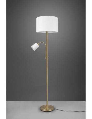 Lampadaire avec liseuse, 1x E27 + 1x E14, Laiton/Crème – Trio – Hotel