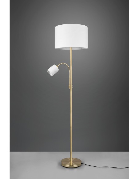 Lampadaire avec liseuse, 1x E27 + 1x E14, Laiton/Crème – Trio – Hotel