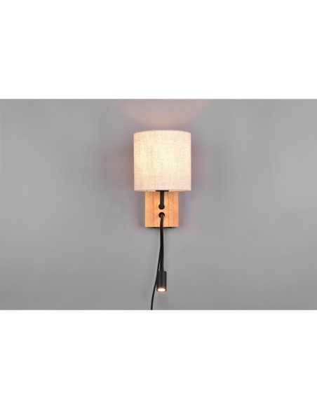 Trio – Nilam – Luminaire mural naturel, abat-jour tissu, liseuse intégrée, FLEXconnect