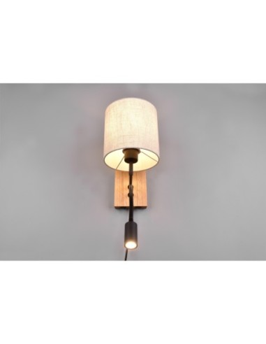 Applique murale LED 1xE27 + liseuse – Bois et tissu – Trio – Nilam intérieur | Trio