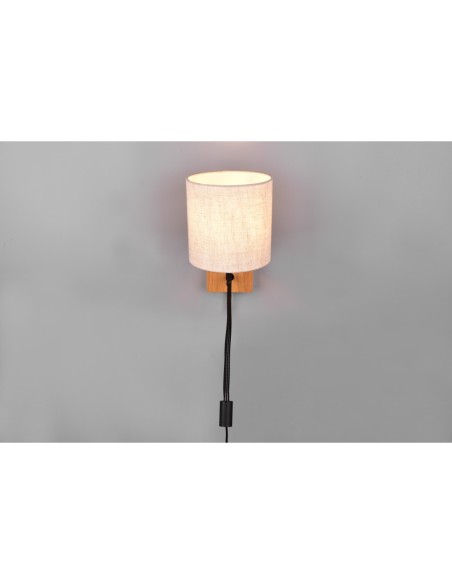 Applique murale LED 1xE27 + liseuse  – Bois et tissu – Trio – Nilam