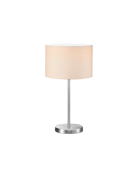 Trio – Hotel – Lampe de table 1xE27 max 60W abat-jour tissu blanc métal nickel mat