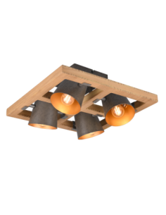 Trio – Bell – Plafonnier 4xE14 style vintage métal nickel antique