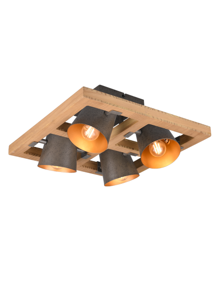 Trio – Bell – Plafonnier 4xE14 style vintage métal nickel antique