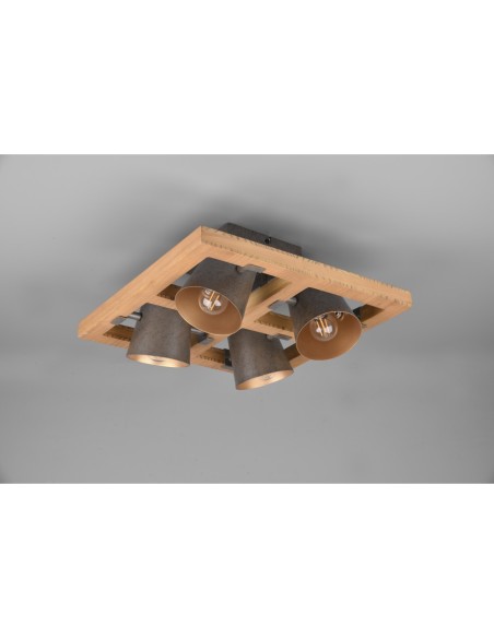 Trio – Bell – Plafonnier décoratif 4 spots doré et nickel antique