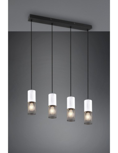 Trio – Tosh – Lampe suspendue design moderne, mélange métal et bois naturel