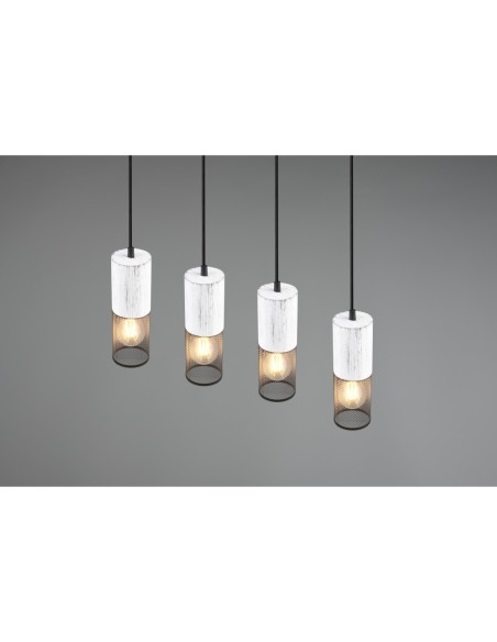 Suspension 4x E27 max. 40W, Noir et blanc – Trio – Tosh