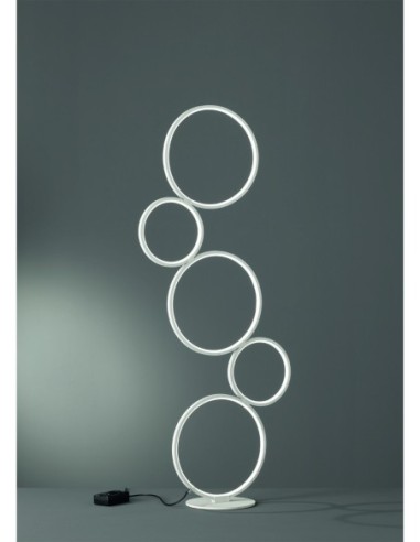 Trio – Rondo – Lampadaire design anneaux empilés, intensité réglable, 115 cm