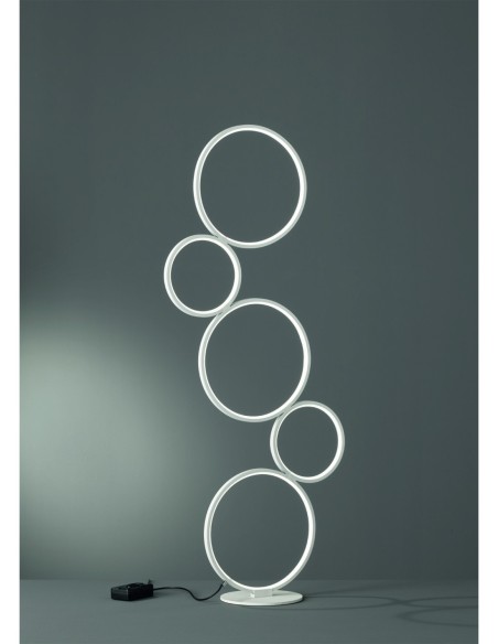 Trio – Rondo – Lampadaire design anneaux empilés, intensité réglable, 115 cm