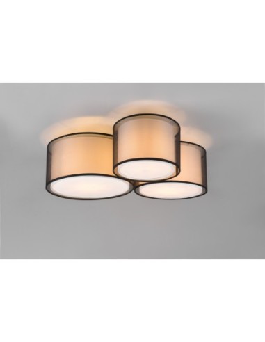 Trio – Burton – Plafonnier design textile, abat-jour double couche, éclairage chaleureux
