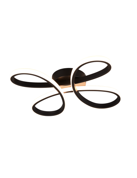 Trio – Fly – Plafonnier LED 22W, 2600lm, 3000K, variateur 3 niveaux, noir mat