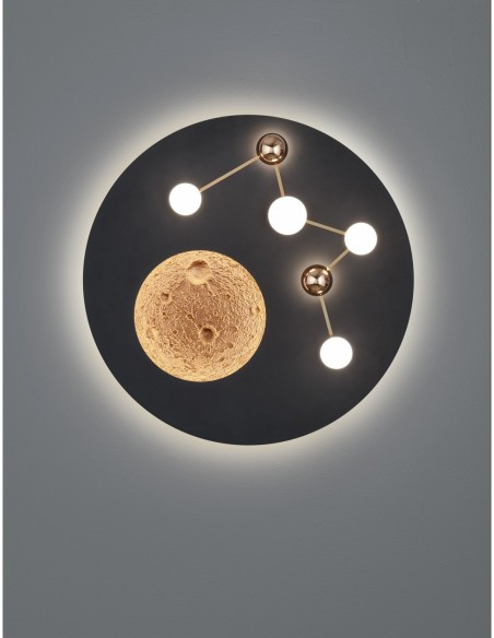 Trio – Zodiac – Plafonnier moderne avec effet lunaire, 5100lm, 3 températures de couleur, noir mat